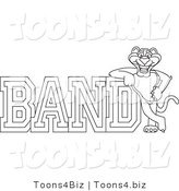 Line Art Vector Illustration of a Cartoon Panther Mascot with Band Text by Mascot Junction