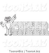 Line Art Vector Illustration of a Cartoon Panther Mascot with Cheer Text by Mascot Junction