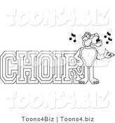 Line Art Vector Illustration of a Cartoon Panther Mascot with Choir Text by Mascot Junction