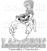 Line Art Vector Illustration of a Cartoon Panther Mascot with Lacrosse Text by Mascot Junction