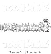 Line Art Vector Illustration of a Cartoon Panther Mascot with PANTHERS Text by Mascot Junction