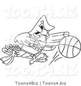 Vector Illustration of a Bald Eagle Basketball Player Outline by Mascot Junction