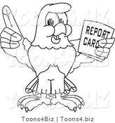 Vector Illustration of a Bald Eagle Holding a Report Card Outline by Mascot Junction