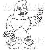 Vector Illustration of a Bald Eagle Holding up a Tooth Outline by Mascot Junction