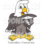 Vector Illustration of a Bald Eagle Mascot Holding a Shark Tooth by Mascot Junction