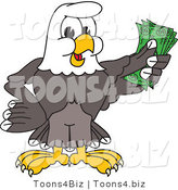Vector Illustration of a Bald Eagle Mascot Holding Cash by Mascot Junction