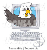 Vector Illustration of a Bald Eagle Mascot in a Computer by Mascot Junction