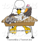 Vector Illustration of a Bald Eagle Mascot Student Taking a Quiz by Mascot Junction