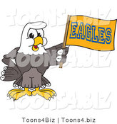 Vector Illustration of a Bald Eagle Mascot Waving a Flag by Mascot Junction