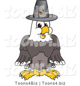Vector Illustration of a Bald Eagle Mascot Wearing a Pilgrim Hat by Mascot Junction