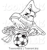 Vector Illustration of a Bald Eagle Soccer Player Outline by Mascot Junction