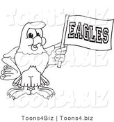 Vector Illustration of a Bald Eagle Waving an Eagles Flag Outline by Mascot Junction