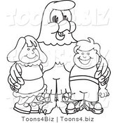 Vector Illustration of a Bald Eagle with Children Outline by Mascot Junction