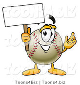 Vector Illustration of a Baseball Mascot Holding a Blank Sign by Mascot Junction