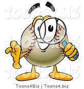 Vector Illustration of a Baseball Mascot Looking Through a Magnifying Glass by Mascot Junction