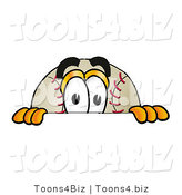 Vector Illustration of a Baseball Mascot Peeking over a Surface by Mascot Junction