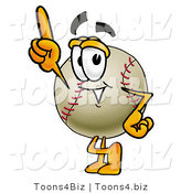 Vector Illustration of a Baseball Mascot Pointing Upwards by Mascot Junction