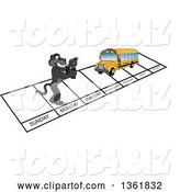 Vector Illustration of a Black Panther School Mascot and Bus over Week Days, Symbolizing Being Proactive by Mascot Junction