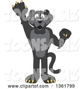 Vector Illustration of a Black Panther School Mascot Raising a Hand to Volunteer or Lead, Symbolizing Responsibility by Mascot Junction