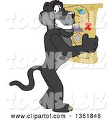 Vector Illustration of a Black Panther School Mascot Reading a Map, Symbolizing Being Proactive by Mascot Junction