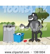 Vector Illustration of a Black Panther School Mascot Recycling, Symbolizing Integrity by Mascot Junction