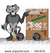 Vector Illustration of a Black Panther School Mascot Showing a Toothpaste Dispenser Invention, Symbolizing Being Resourceful by Mascot Junction