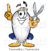 Vector Illustration of a Blimp Mascot Holding a Pair of Scissors by Mascot Junction