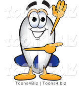 Vector Illustration of a Blimp Mascot Waving and Pointing to the Right by Mascot Junction