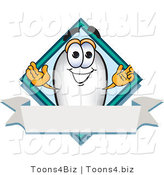 Vector Illustration of a Blimp Mascot with a Blank Ribbon Label by Mascot Junction