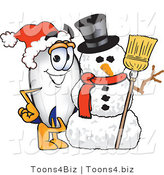 Vector Illustration of a Blimp Mascot with a Snowman by Mascot Junction