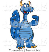 Vector Illustration of a Blue Cartoon Dragon Mascot Flexing by Mascot Junction