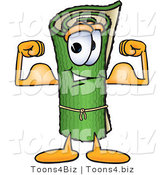 Vector Illustration of a Carpet Roll Mascot Flexing His Arm Muscles by Mascot Junction