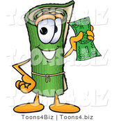 Vector Illustration of a Carpet Roll Mascot Holding a Dollar Bill by Mascot Junction