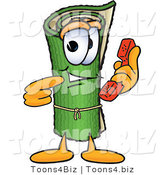 Vector Illustration of a Carpet Roll Mascot Holding a Telephone by Mascot Junction