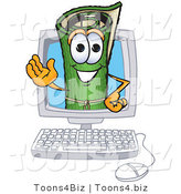 Vector Illustration of a Carpet Roll Mascot in a Computer Screen by Mascot Junction