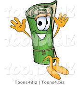 Vector Illustration of a Carpet Roll Mascot Jumping by Mascot Junction