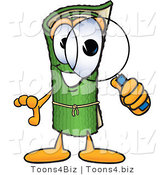 Vector Illustration of a Carpet Roll Mascot Looking Through a Magnifying Glass by Mascot Junction