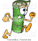 Vector Illustration of a Carpet Roll Mascot Running by Mascot Junction