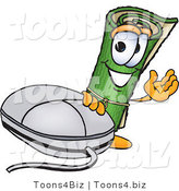 Vector Illustration of a Carpet Roll Mascot with a Computer Mouse by Mascot Junction
