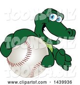 Vector Illustration of a Cartoon Alligator Mascot Grabbing a Baseball by Mascot Junction