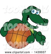 Vector Illustration of a Cartoon Alligator Mascot Grabbing a Basketball by Mascot Junction