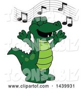 Vector Illustration of a Cartoon Alligator Mascot Singing by Mascot Junction