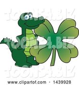 Vector Illustration of a Cartoon Alligator Mascot with a St Patricks Day Clover by Mascot Junction