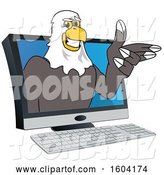 Vector Illustration of a Cartoon Bald Eagle Mascot Emerging from a Computer Screen by Mascot Junction