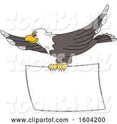 Vector Illustration of a Cartoon Bald Eagle Mascot Flying with a Blank Banner by Mascot Junction