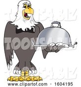 Vector Illustration of a Cartoon Bald Eagle Mascot Holding a Platter by Mascot Junction