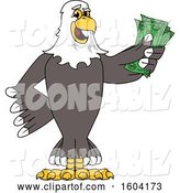 Vector Illustration of a Cartoon Bald Eagle Mascot Holding Cash Money by Mascot Junction