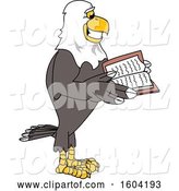 Vector Illustration of a Cartoon Bald Eagle Mascot Reading a Book by Mascot Junction