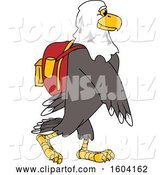 Vector Illustration of a Cartoon Bald Eagle Mascot Wearing a Backpack by Mascot Junction