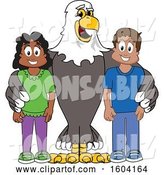 Vector Illustration of a Cartoon Bald Eagle Mascot with Students by Mascot Junction